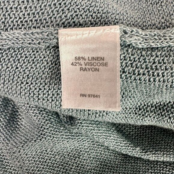 J. Jill Large Petite Blue Longline Linen Cardigan Sweater - Picture 6 of 7